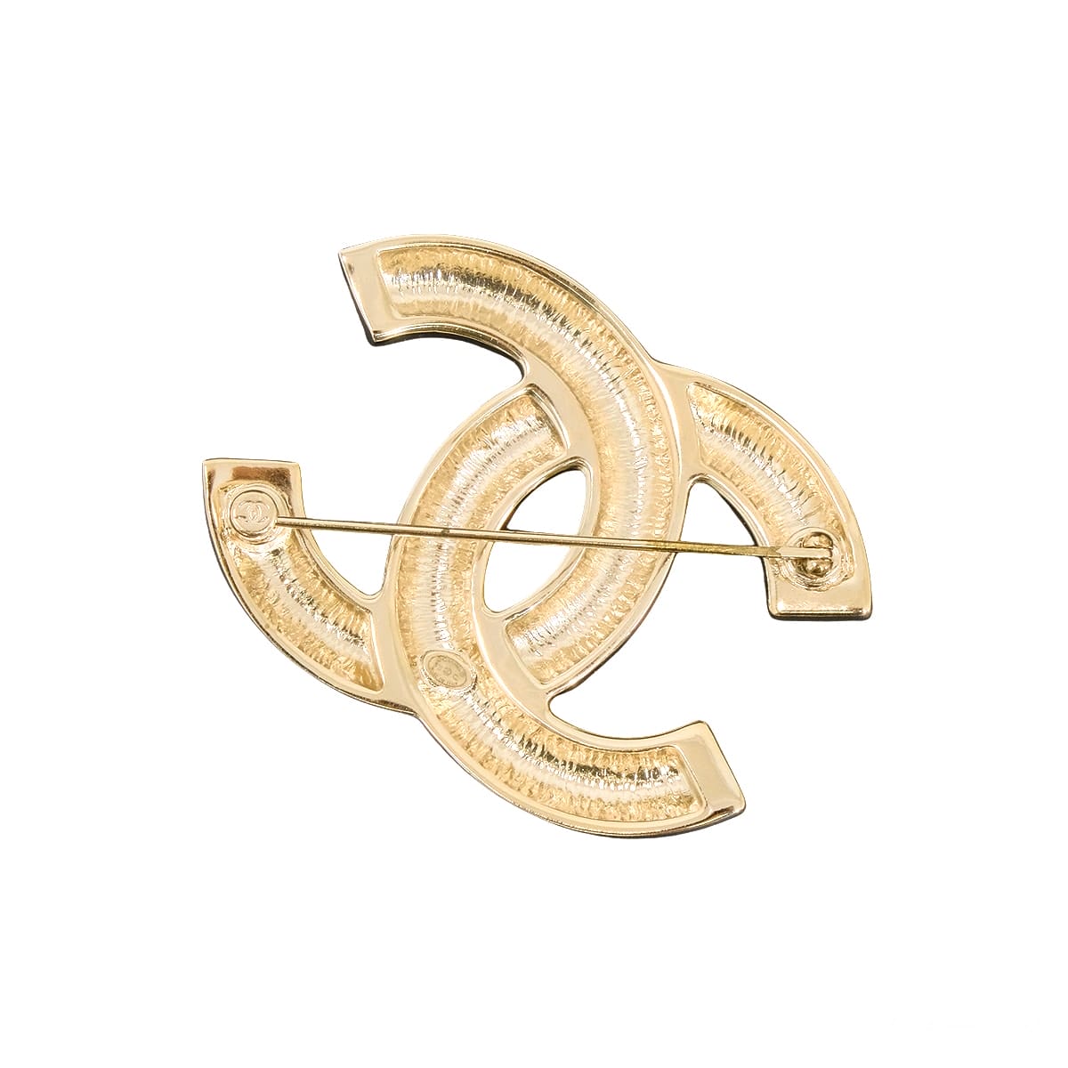 CHANEL broach Big COCO Mark Side Rhinestones Gold Champagne Gold HW AB5610[EXCELLENT][Authentic]
