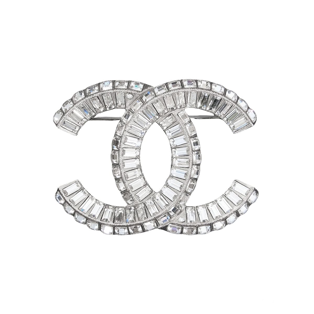 CHANEL broach COCO Mark Squere Rhinestone Silver Strass Silver HW A63085[EXCELLENT][Authentic]