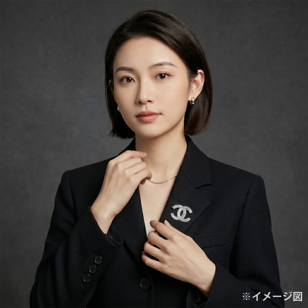 CHANEL broach COCO Mark Squere Rhinestone Silver Strass Silver HW A63085[EXCELLENT][Authentic]