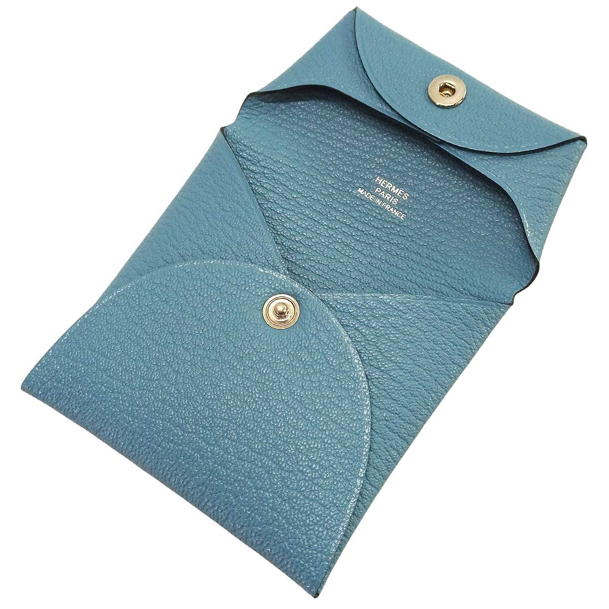 HERMES change purse Bastia New Bleu Jean Chevre Mysore Silver HW Stamp W[EXCELLENT][Authentic]