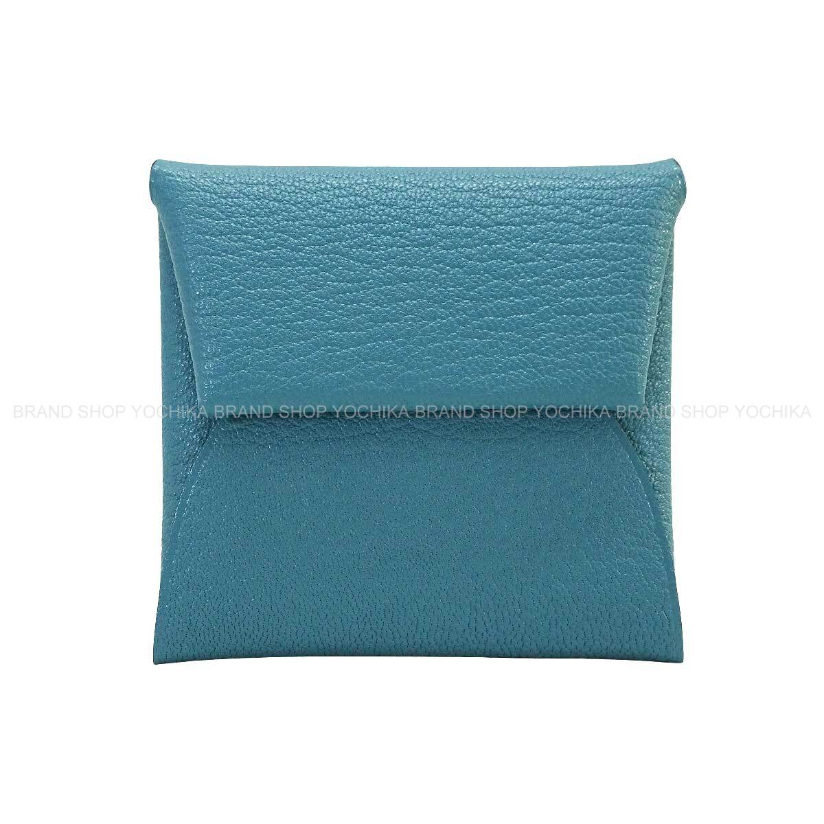 HERMES change purse Bastia New Bleu Jean Chevre Mysore Silver HW Stamp W[EXCELLENT][Authentic]