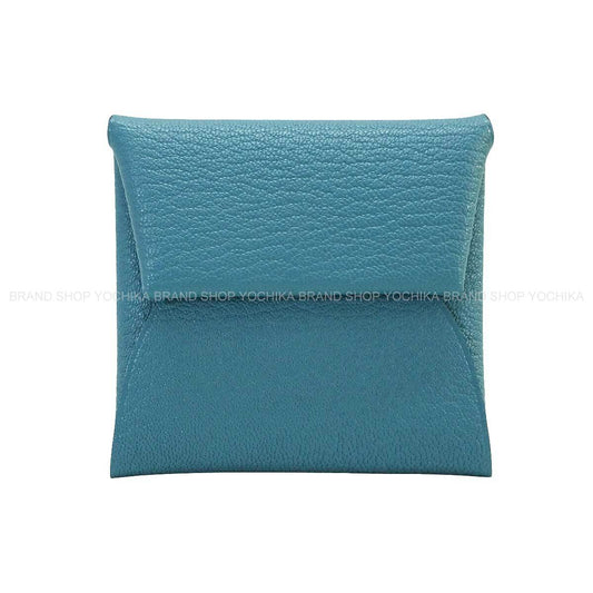 HERMES change purse Bastia New Bleu Jean Chevre Mysore Silver HW Stamp W[EXCELLENT][Authentic]