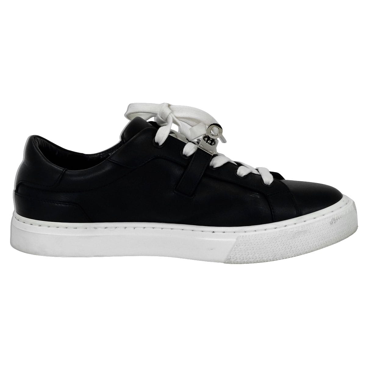 [Pre-loved] HERMES sneakers Day Kelly buckle Noir (Black) Calf #38.5 Silver HW[USED SA][Authentic]