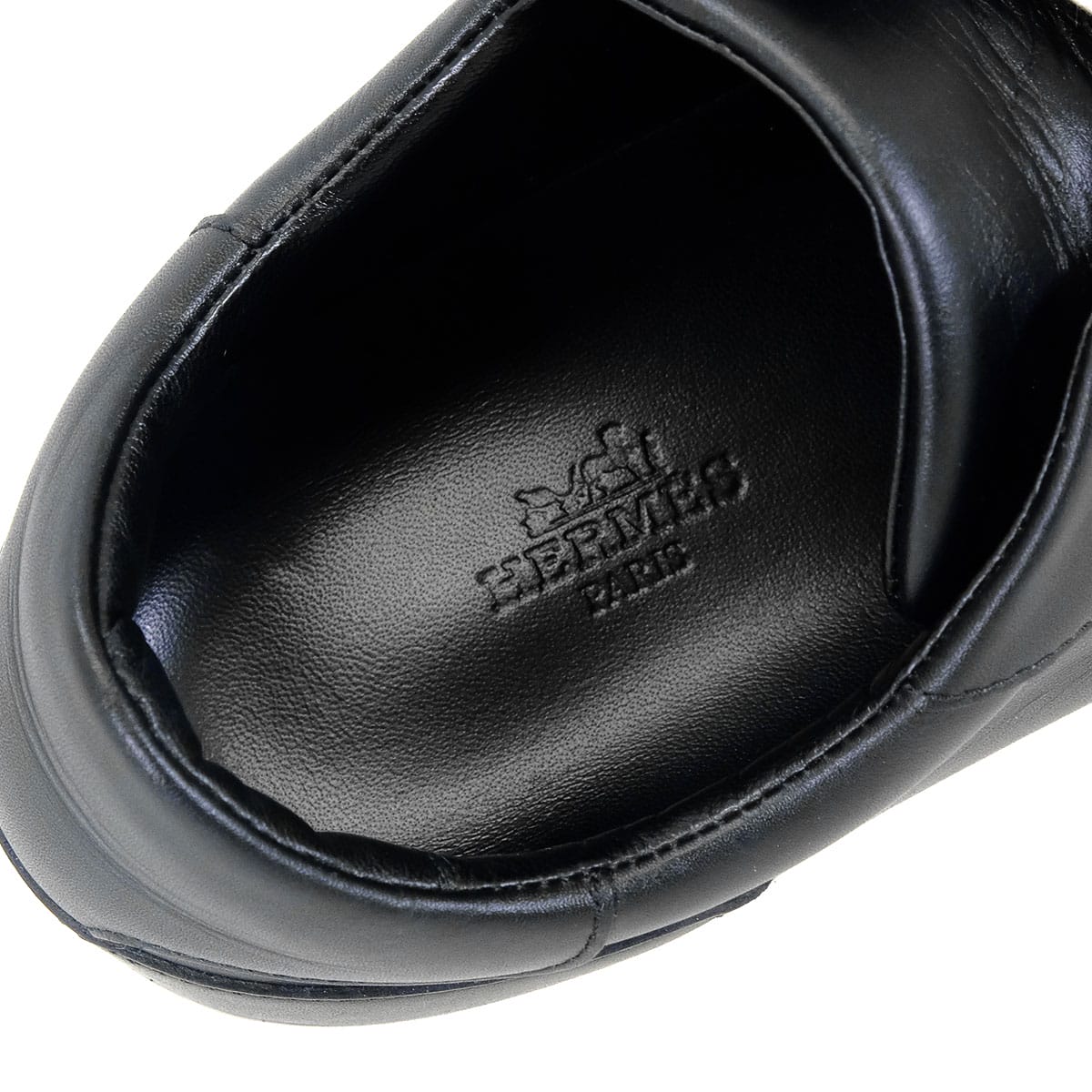 [Pre-loved] HERMES sneakers Day Kelly buckle Noir (Black) Calf #38.5 Silver HW[USED SA][Authentic]