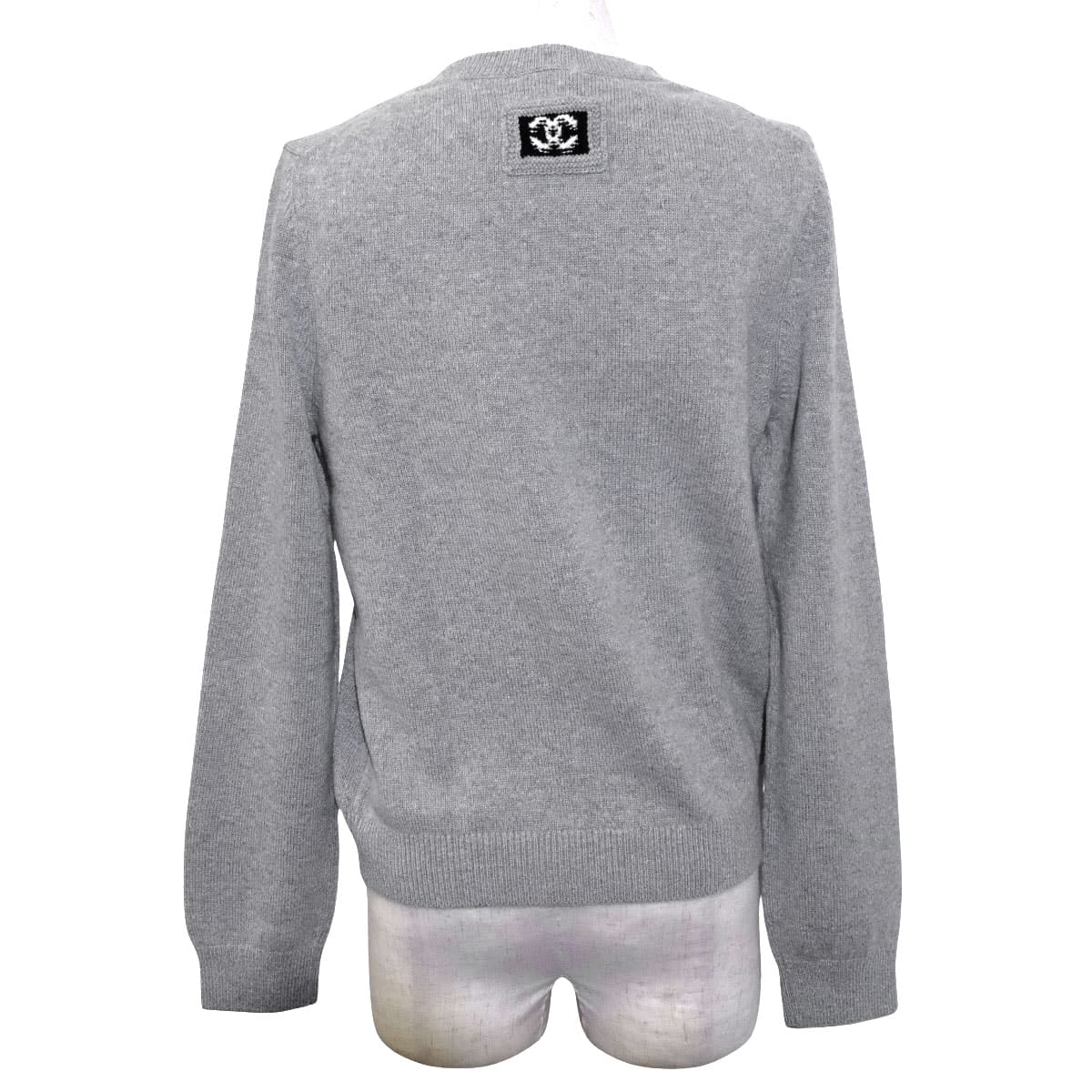 2026SS CHANEL Knit Pullover with COCO Mark Patch Grey/Blanc (White) Cashmere/Polyurethane/Nylon #38 P81315[EXCELLENT][Authentic]