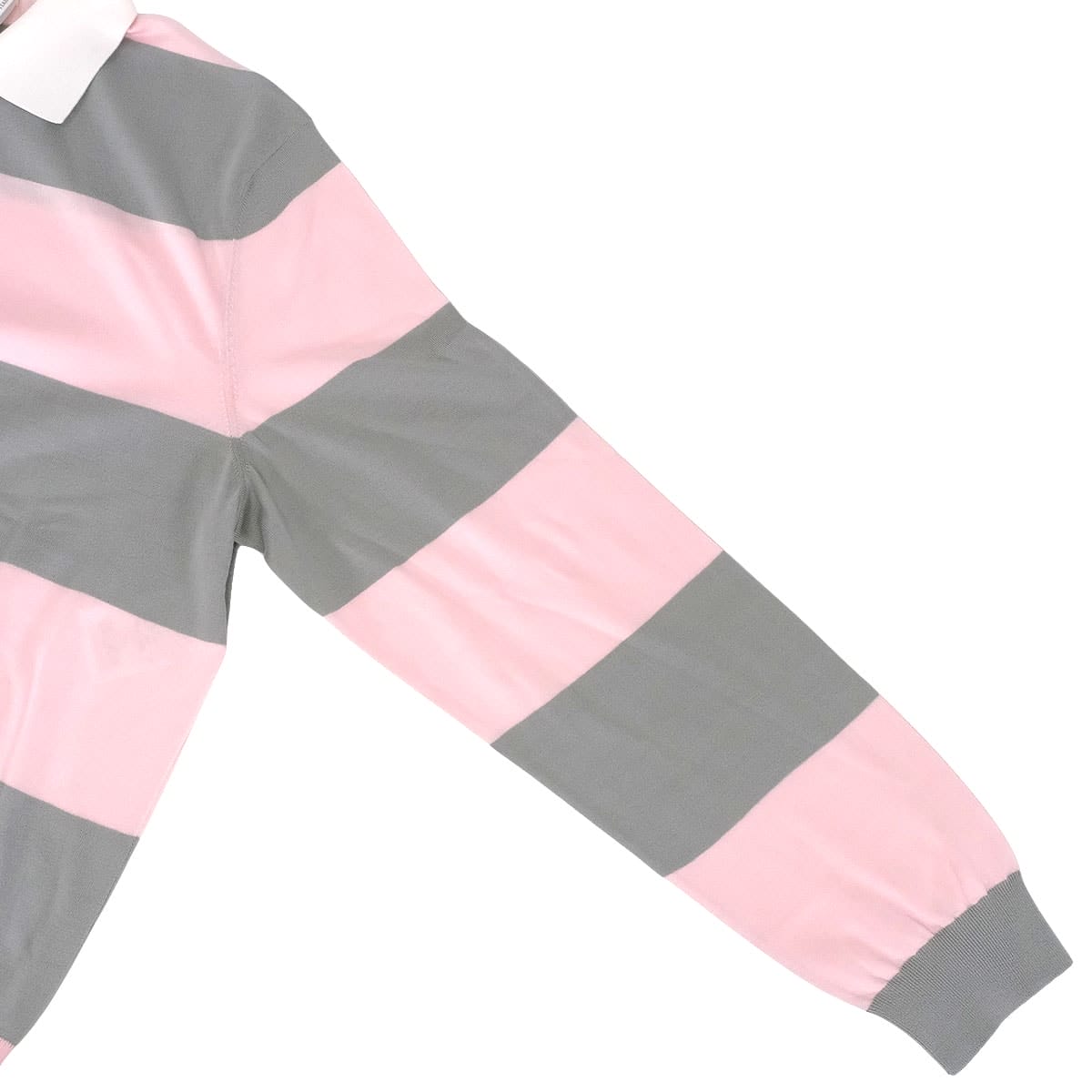 Dior Polo shirt Mariniere Long-Sleeved Top with Embroidery Pink/Grey Cotton #34 624S11A7072-X4801[EXCELLENT][Authentic]
