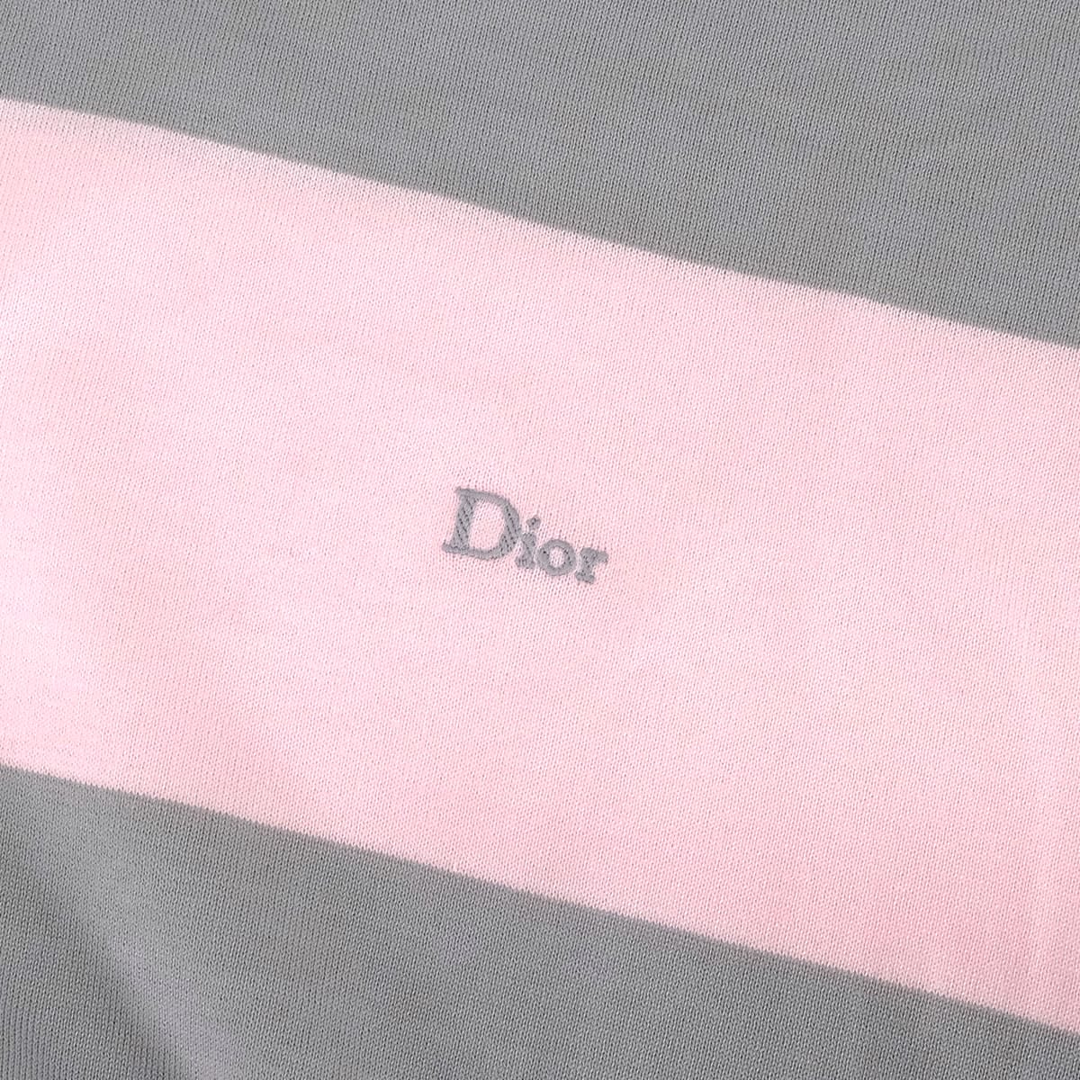 Dior Polo shirt Mariniere Long-Sleeved Top with Embroidery Pink/Grey Cotton #34 624S11A7072-X4801[EXCELLENT][Authentic]