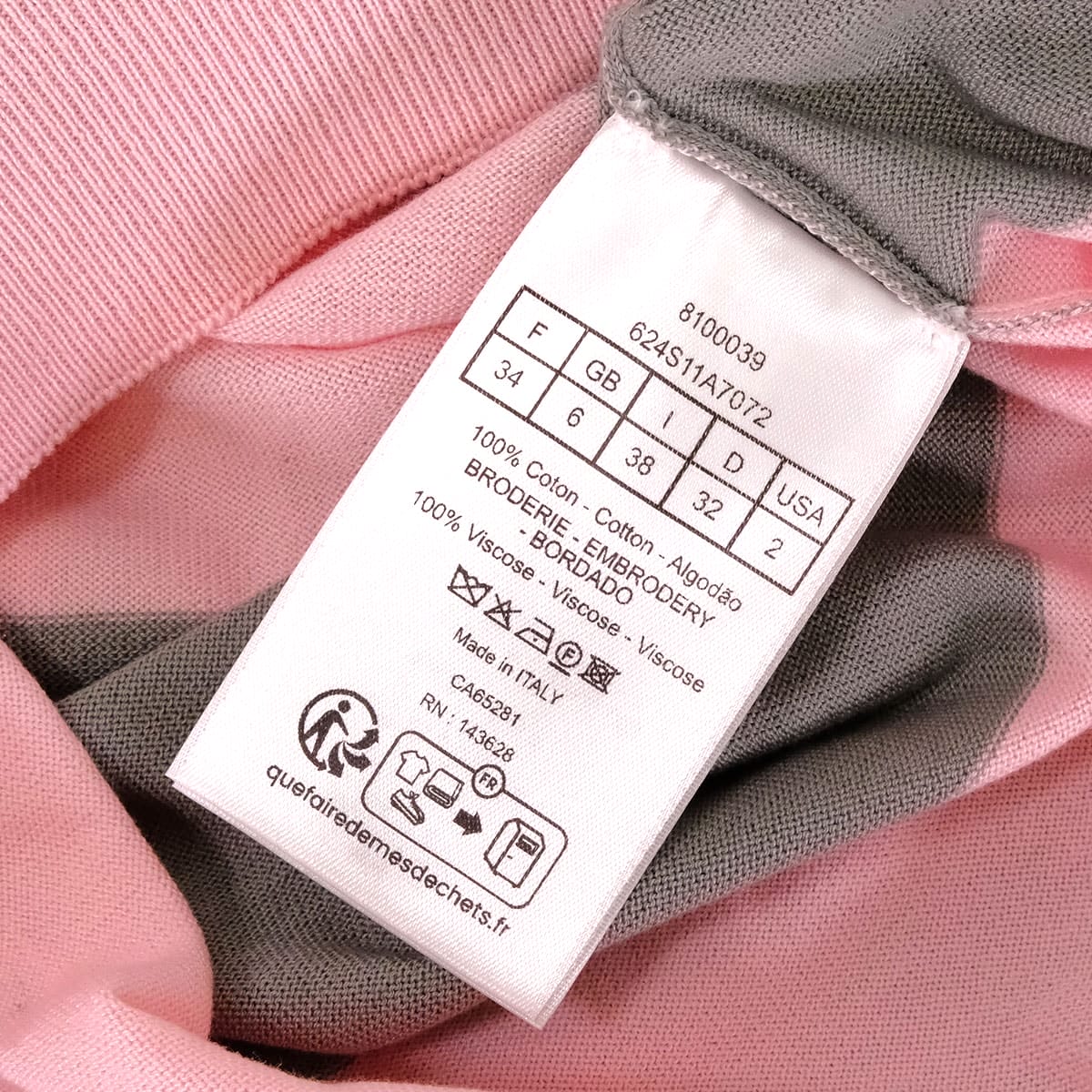 Dior Polo shirt Mariniere Long-Sleeved Top with Embroidery Pink/Grey Cotton #34 624S11A7072-X4801[EXCELLENT][Authentic]