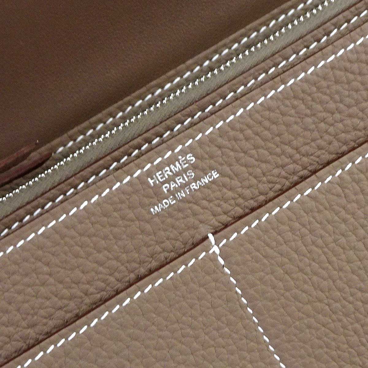 HERMES long wallet Dogon GM Etoupe Veau Togo Silver HW Stamp G[BRAND NEW][Authentic]