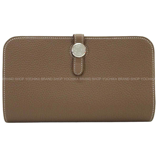 HERMES long wallet Dogon GM Etoupe Veau Togo Silver HW Stamp G[BRAND NEW][Authentic]