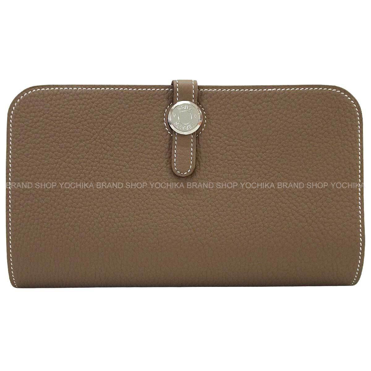 HERMES long wallet Dogon GM Etoupe Veau Togo Silver HW Stamp G[BRAND NEW][Authentic]