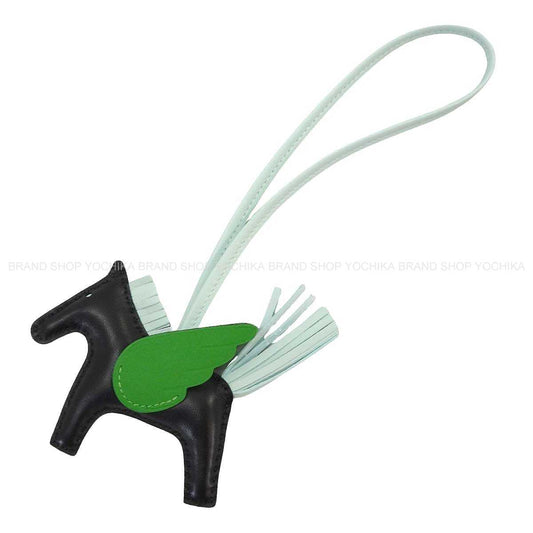 HERMES bag charm Rodeo Pegasus PM Noir (Black)/Vert Yucca/Vert Peppermint Agneau Milo/Veau Swift Stamp G[BRAND NEW][Authentic]