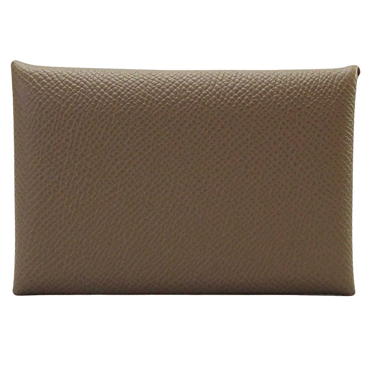 HERMES card holder Calvi Etoupe Veau Epsom Silver HW Stamp W[EXCELLENT][Authentic]