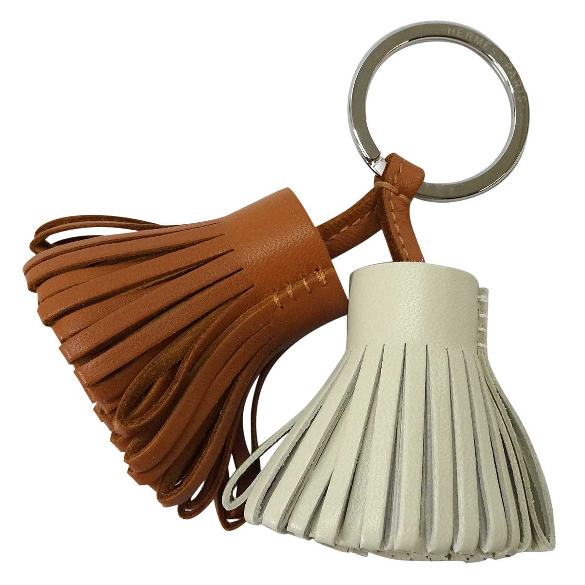 HERMES key ring Carmen Unodos Gold/Craie Agneau Milo Silver HW[BRAND NEW][Authentic]