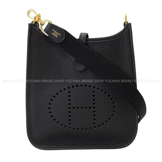 [Pre-loved] HERMES Shoulder bag Evelyne 16 TPM Noir (Black) Taurillon Clemence Gold HW Stamp W[LIKE NEW][Authentic]
