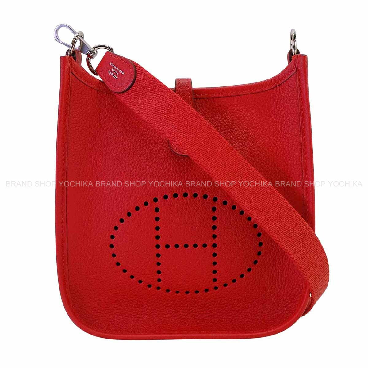 HERMES Shoulder bag Evelyne 16 TPM Rouge Piment Taurillon Maurice Silver HW Stamp D[EXCELLENT][Authentic]