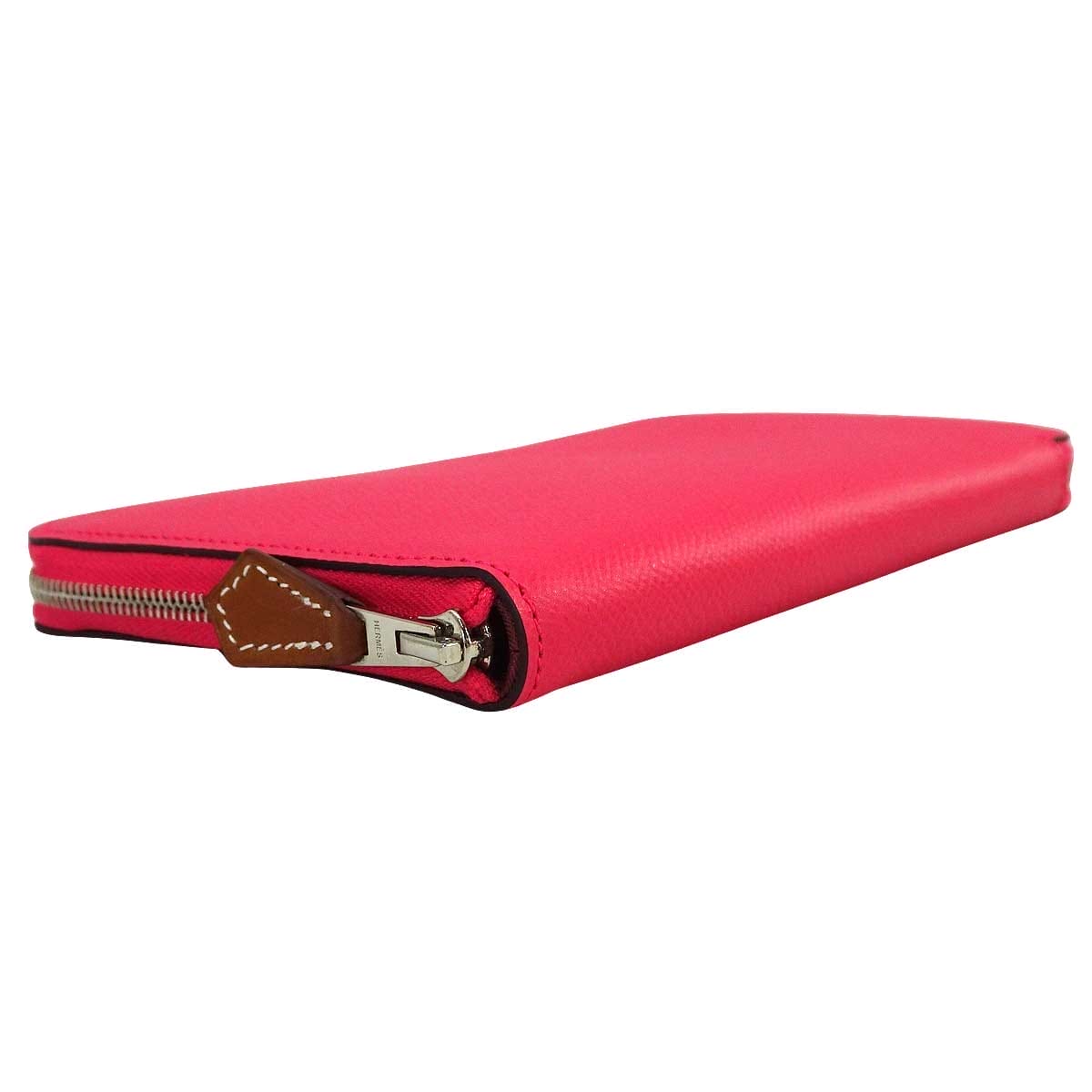 HERMES long wallet Azap Silk'in Long One Two Three Rose Extreme/Fauve/Bordeaux Veau Epsom/Silk/Veau Barenia Silver HW Stamp A[EXCELLENT][Authentic]