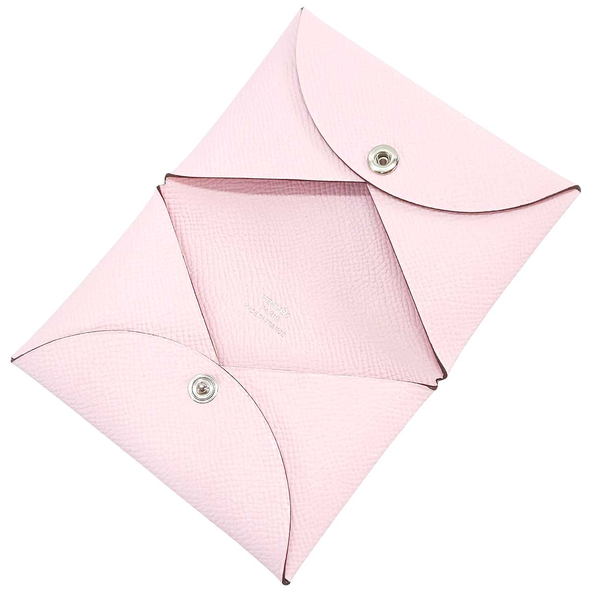 HERMES card holder Calvi Rose Darling Veau Epsom Silver HW Stamp K[BRAND NEW][Authentic]