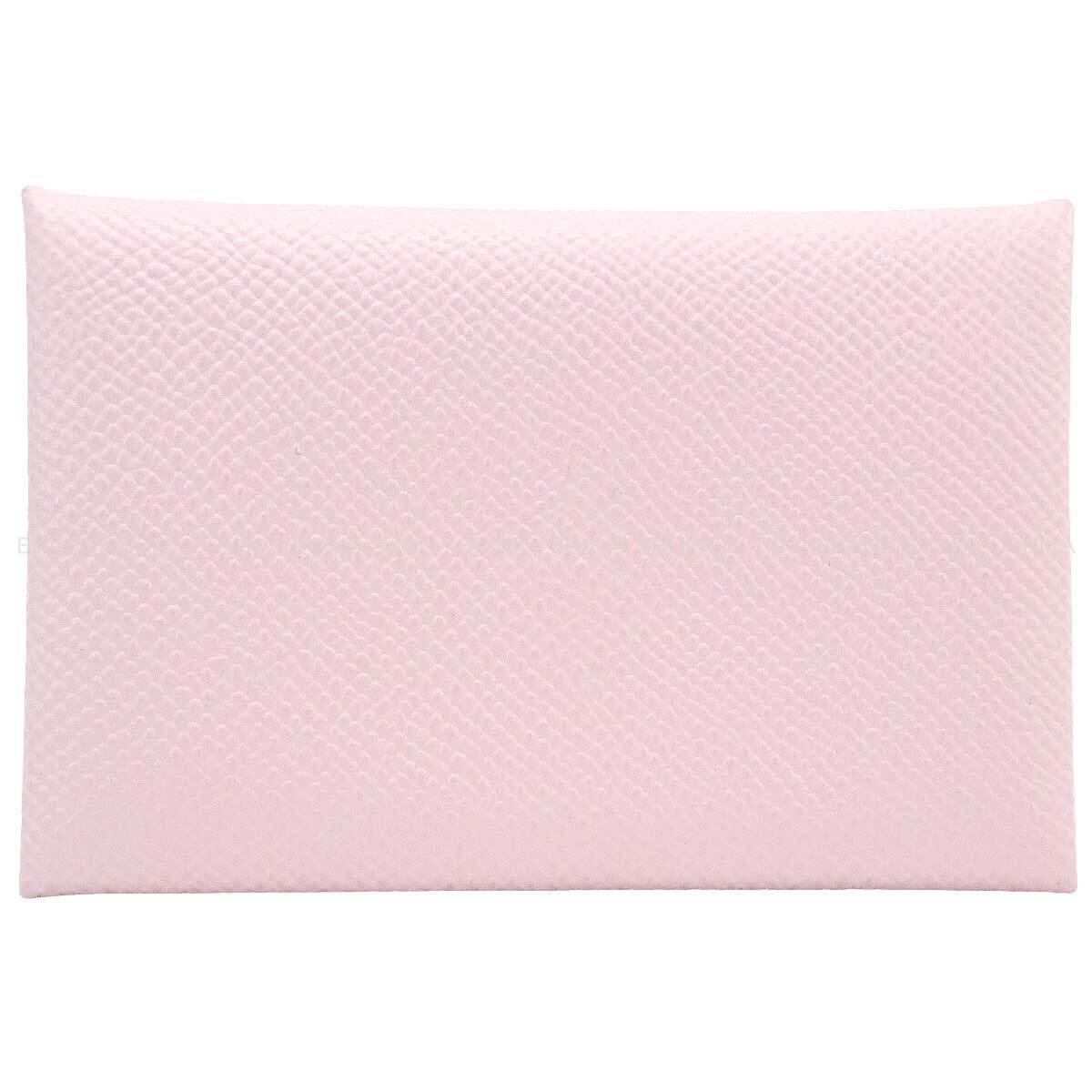 HERMES card holder Calvi Rose Darling Veau Epsom Silver HW Stamp K[BRAND NEW][Authentic]