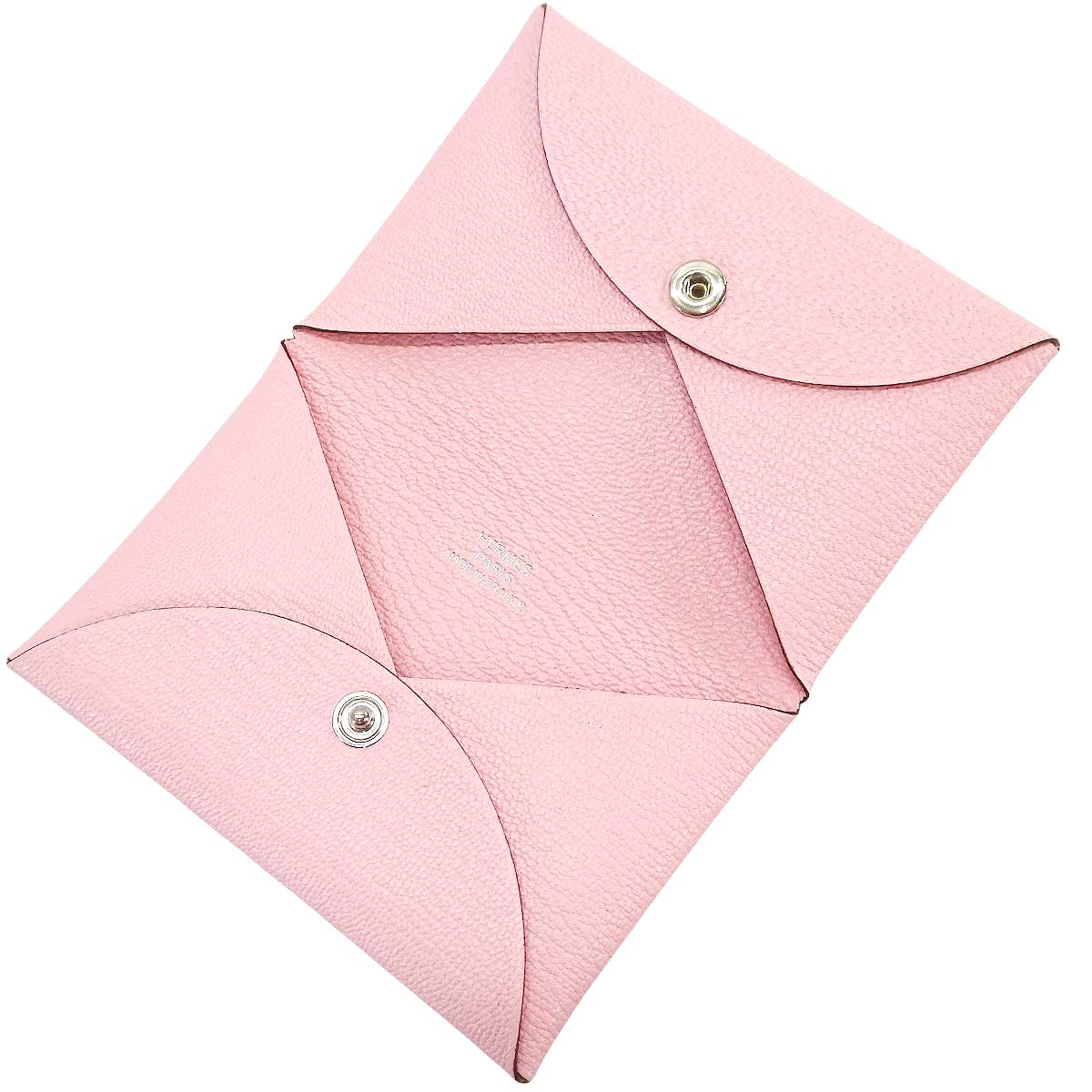 HERMES card holder Calvi Rose Sakura Chevre Mysore Stamp K[BRAND NEW][Authentic]