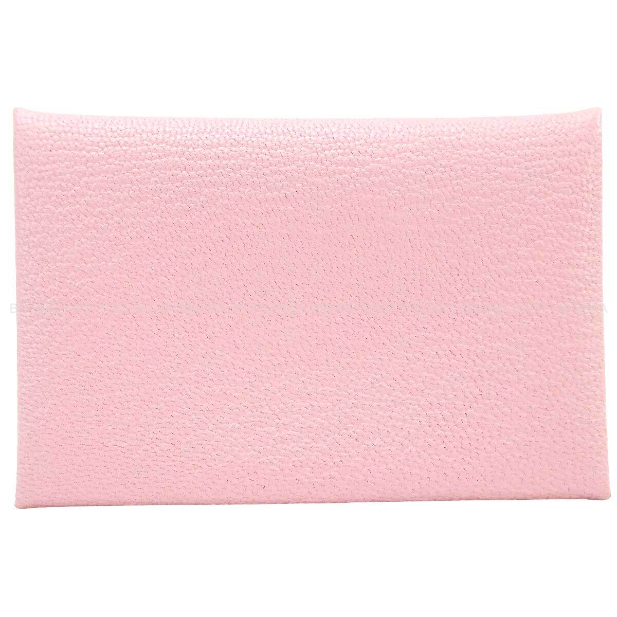 HERMES card holder Calvi Rose Sakura Chevre Mysore Stamp K[BRAND NEW][Authentic]