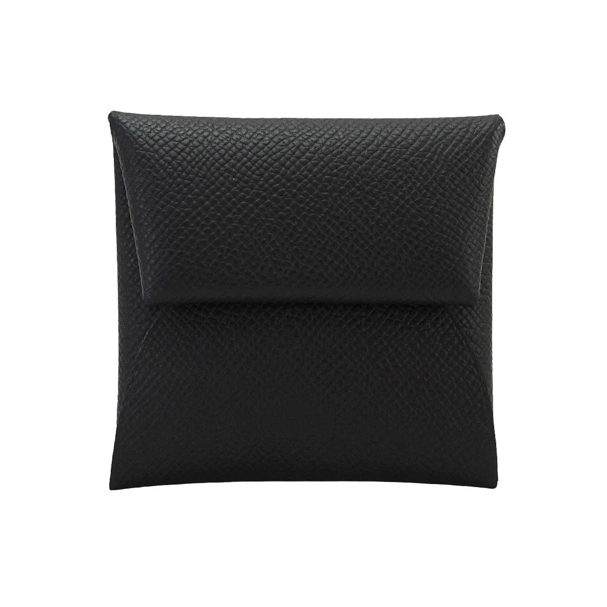 HERMES change purse Bastia Noir (Black) Veau Epsom Silver HW Stamp B[EXCELLENT][Authentic]