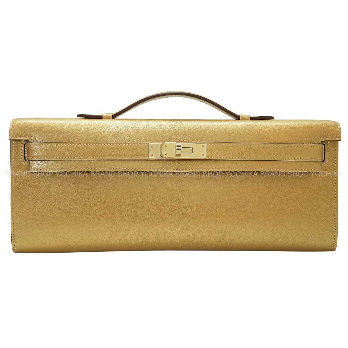 HERMES Handbag Kelly Cut New Dore (Metallic Gold) Chevre Chamkila Champagne Gold HW Stamp K[BRAND NEW][Authentic]