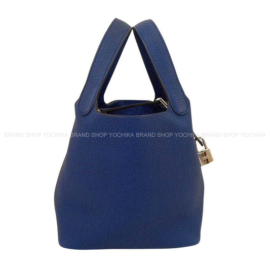 HERMES Handbag Picotin Lock 18 PM Bleu Saphir Taurillon Maurice Silver HW Stamp Y[EXCELLENT][Authentic]