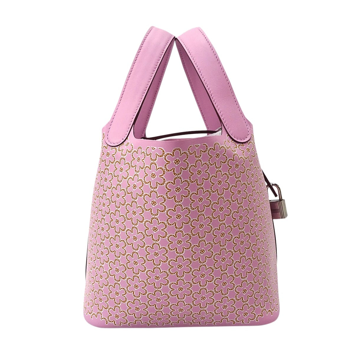 HERMES Handbag Picotin Lock 18 PM Lucky Daisy Mauve sylvestre/Cuivre/Blanc (White) Veau Swift Silver HW Stamp U[EXCELLENT][Authentic]