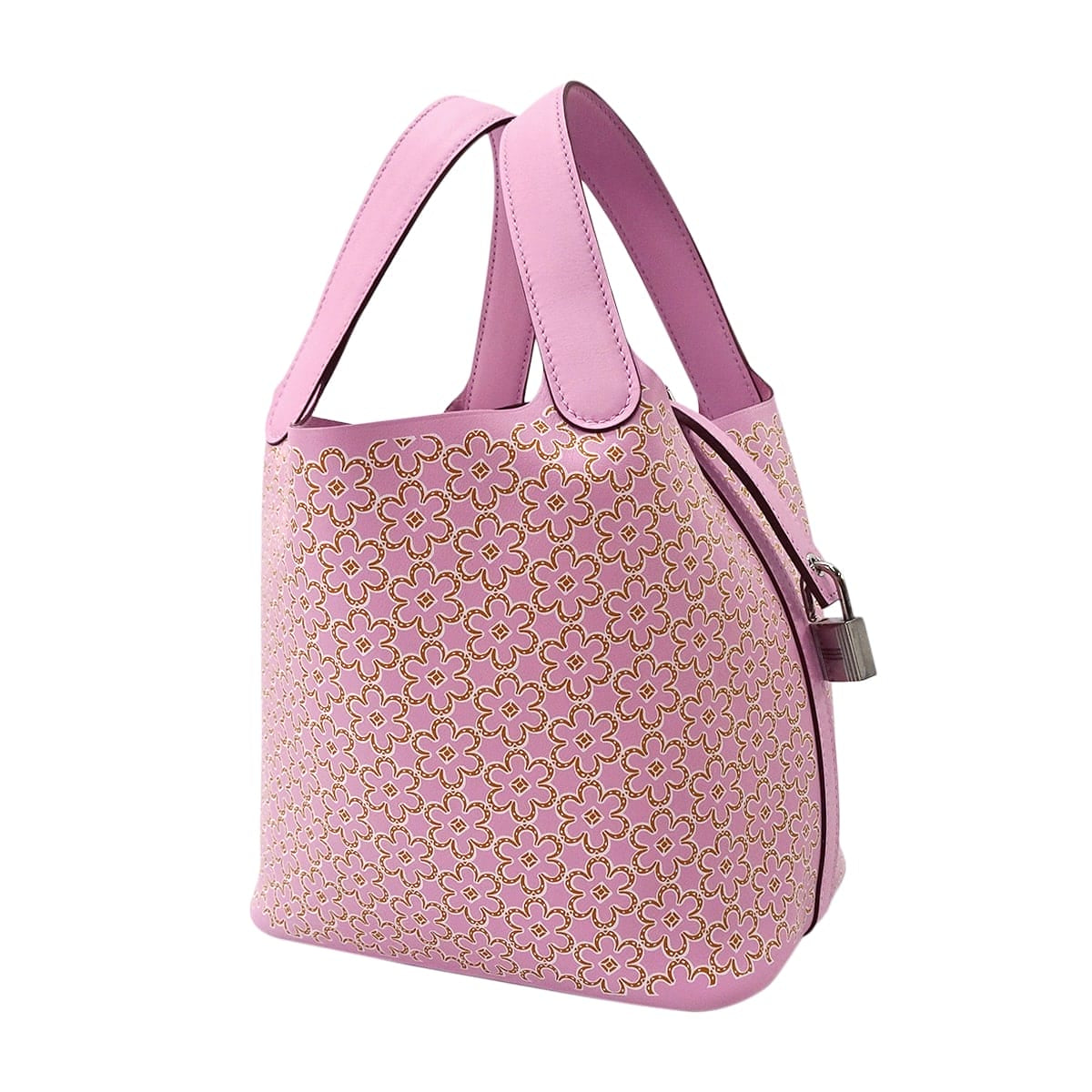 HERMES Handbag Picotin Lock 18 PM Lucky Daisy Mauve sylvestre/Cuivre/Blanc (White) Veau Swift Silver HW Stamp U[EXCELLENT][Authentic]