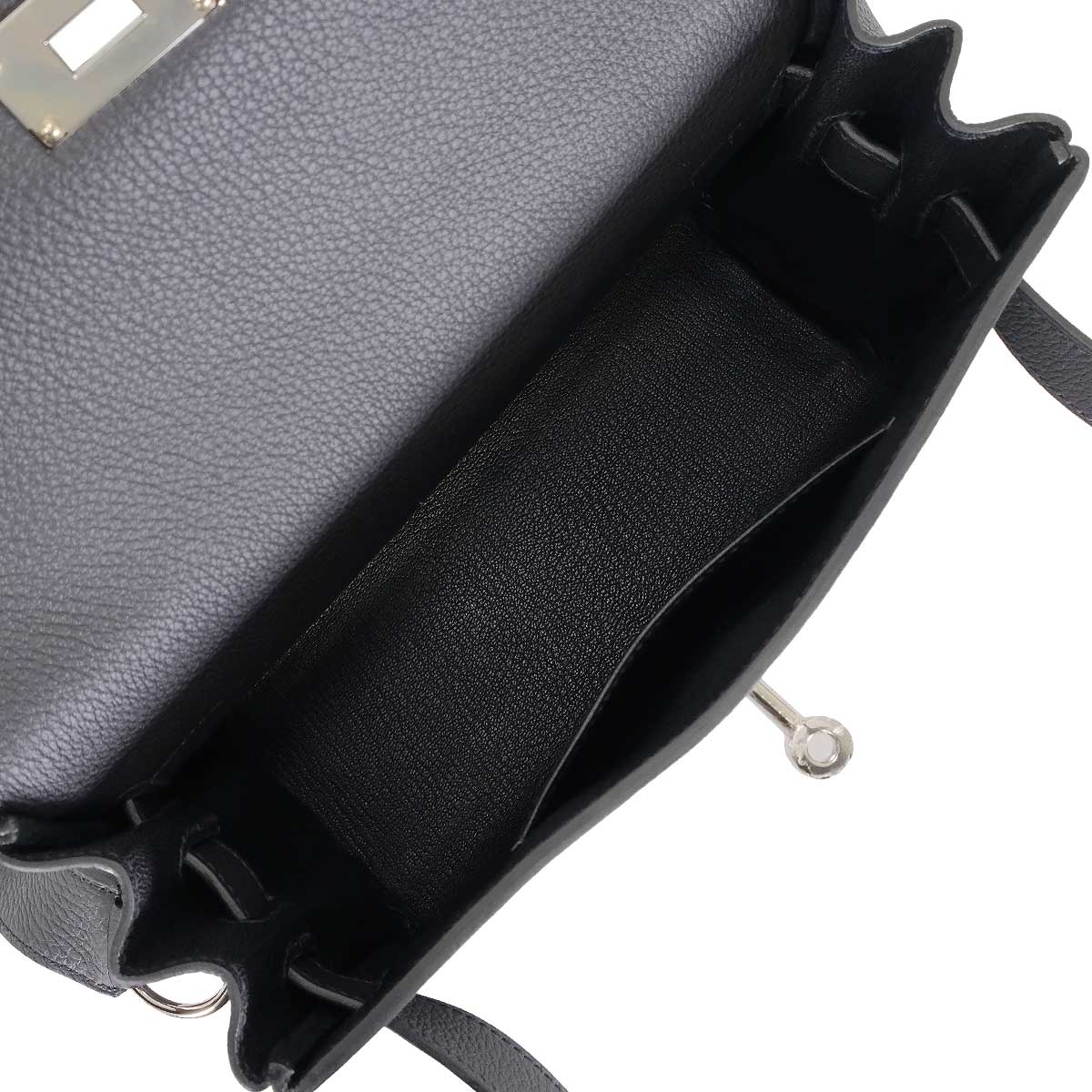 HERMES Shoulder bag Kelly Messenger 24 PM Noir (Black) Veau Togo Silver HW Stamp K[BRAND NEW][Authentic]