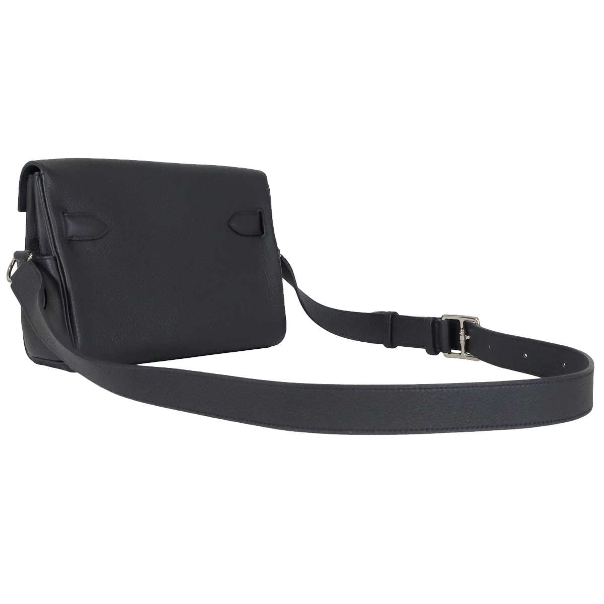 HERMES Shoulder bag Kelly Messenger 24 PM Noir (Black) Veau Togo Silver HW Stamp K[BRAND NEW][Authentic]