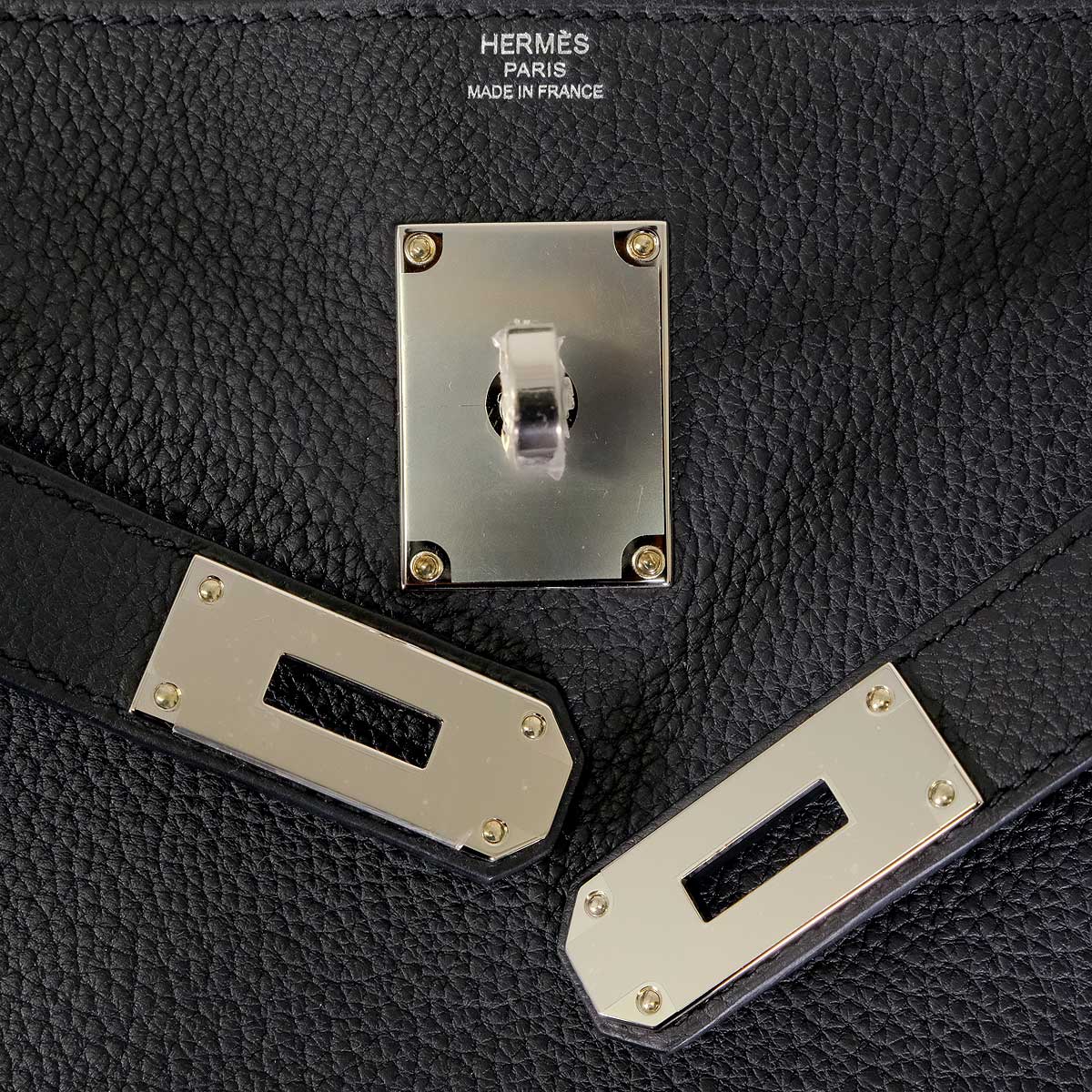 HERMES Shoulder bag Kelly Messenger 24 PM Noir (Black) Veau Togo Silver HW Stamp K[BRAND NEW][Authentic]