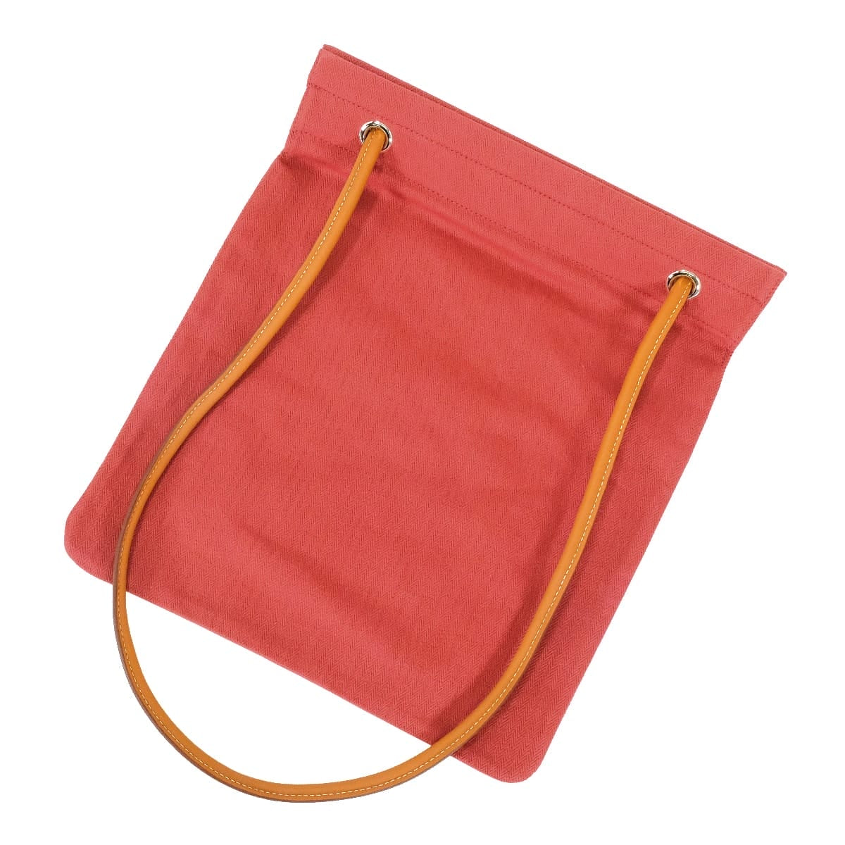 HERMES Shoulder bag Sac Aline MM Rouge H/Gold Toile Chevrons/Veau Swift Silver HW Stamp K[EXCELLENT][Authentic]