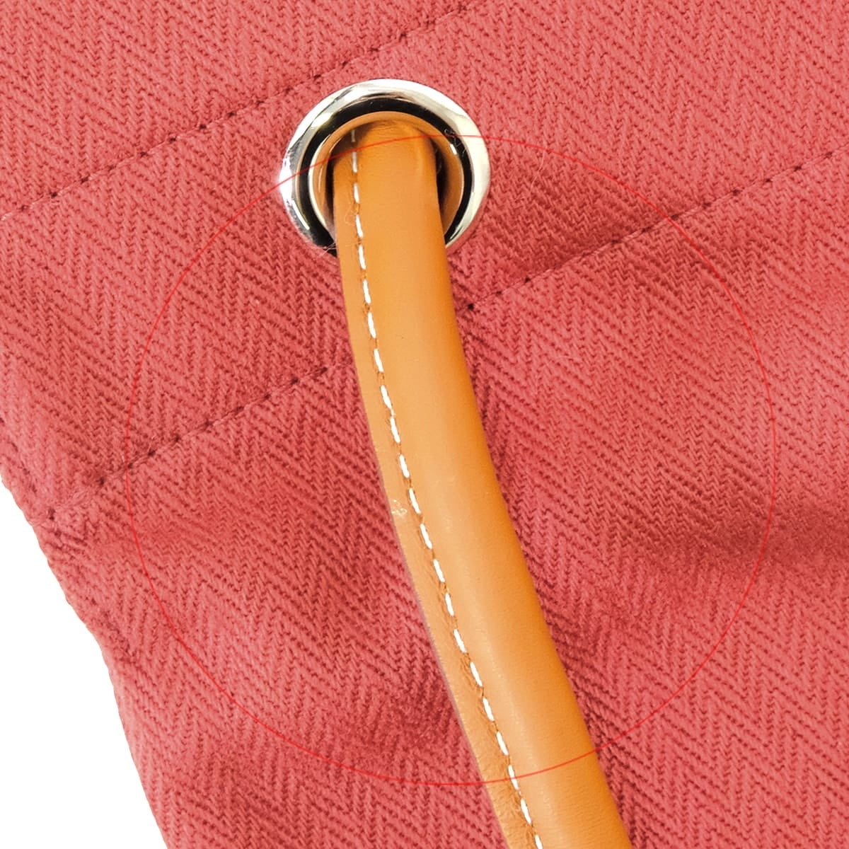 HERMES Shoulder bag Sac Aline MM Rouge H/Gold Toile Chevrons/Veau Swift Silver HW Stamp K[EXCELLENT][Authentic]