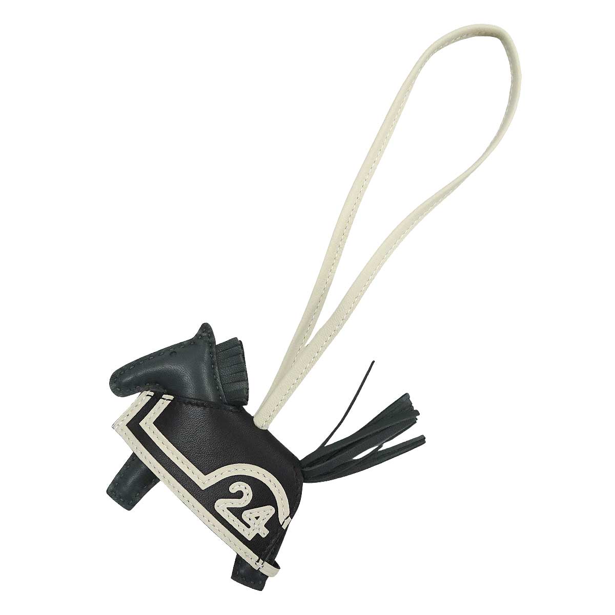 HERMES bag charm Rodeo Robeo Plush PM Vert Mangrove/Noir (Black)/Craie Agneau Milo/Veau Swift Stamp K[BRAND NEW][Authentic]
