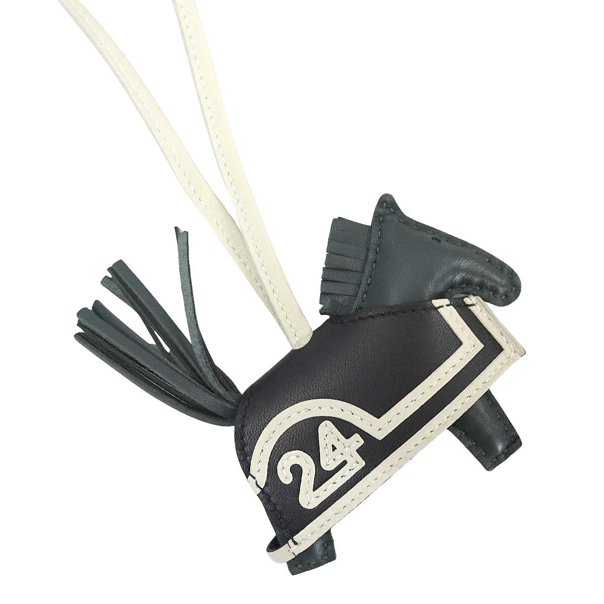 HERMES bag charm Rodeo Robeo Plush PM Vert Mangrove/Noir (Black)/Craie Agneau Milo/Veau Swift Stamp K[BRAND NEW][Authentic]