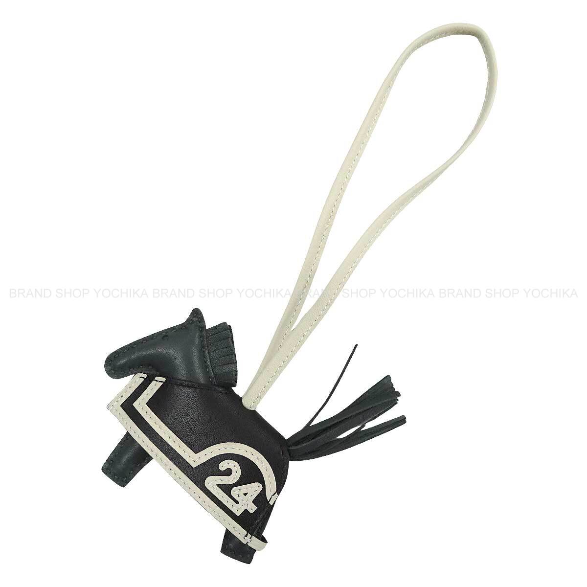 HERMES bag charm Rodeo Robeo Plush PM Vert Mangrove/Noir (Black)/Craie Agneau Milo/Veau Swift Stamp K[BRAND NEW][Authentic]