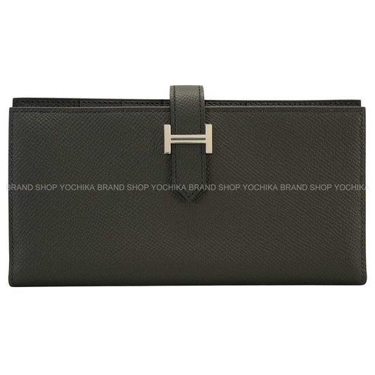 HERMES long wallet Bearn Soufflet Noir (Black) Veau Epsom Silver HW Stamp G[BRAND NEW][Authentic]