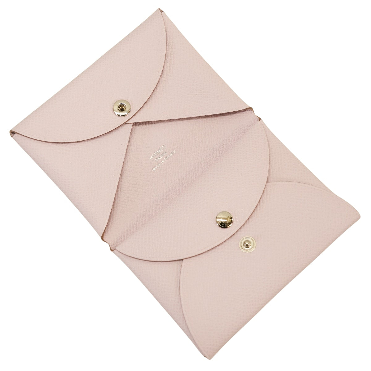 HERMES card holder Calvi Duo Mauve Pale Veau Epsom Silver HW Stamp B[EXCELLENT][Authentic]