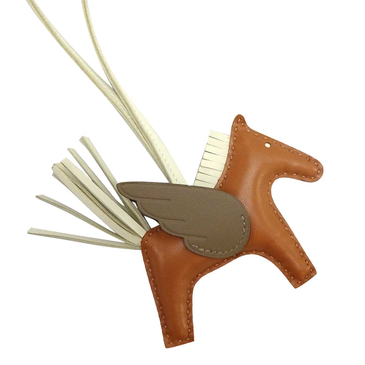 HERMES bag charm Rodeo Pegasus PM Gold/Craie/Etoupe Agneau Milo/Veau Swift Stamp W[EXCELLENT][Authentic]
