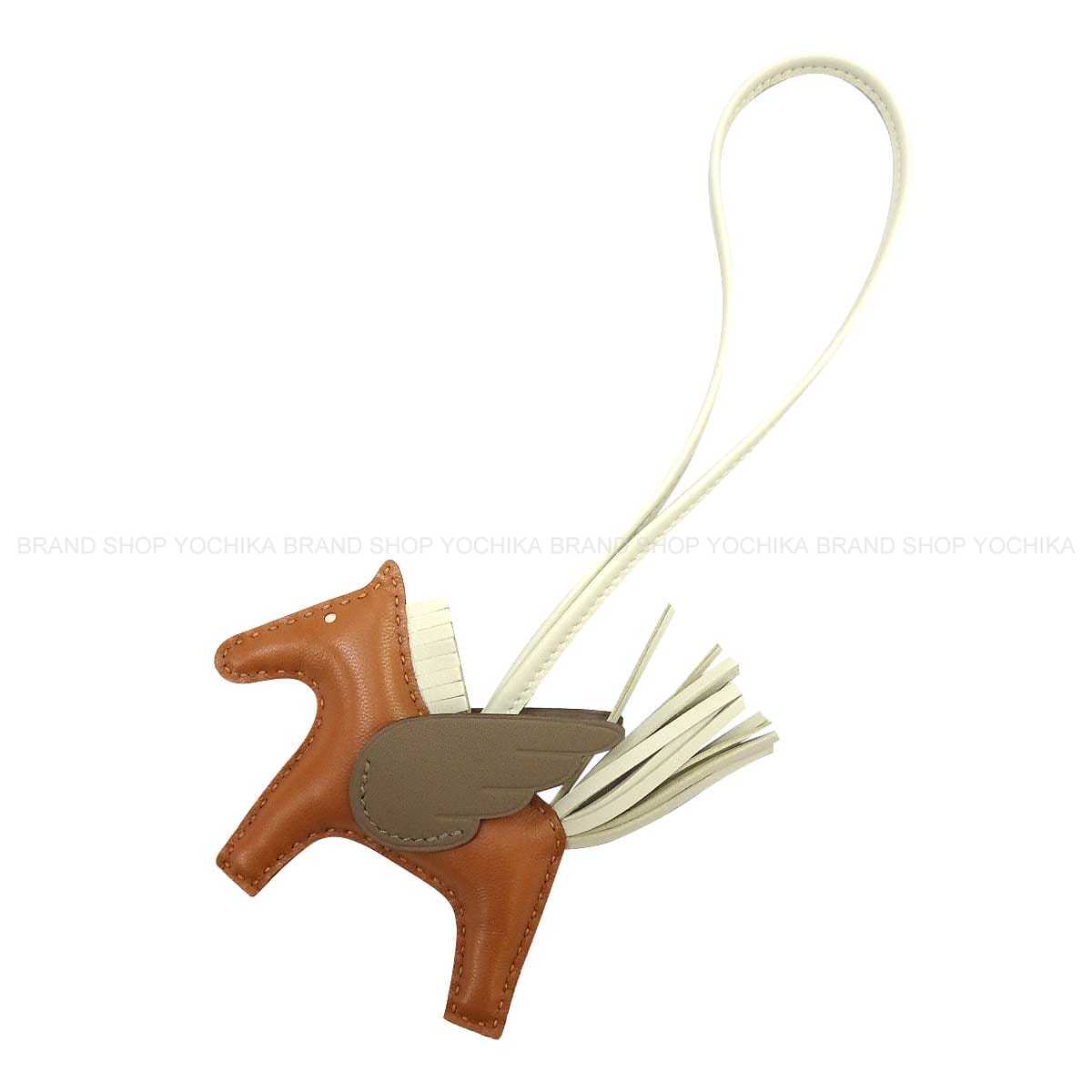 HERMES bag charm Rodeo Pegasus PM Gold/Craie/Etoupe Agneau Milo/Veau Swift Stamp W[EXCELLENT][Authentic]