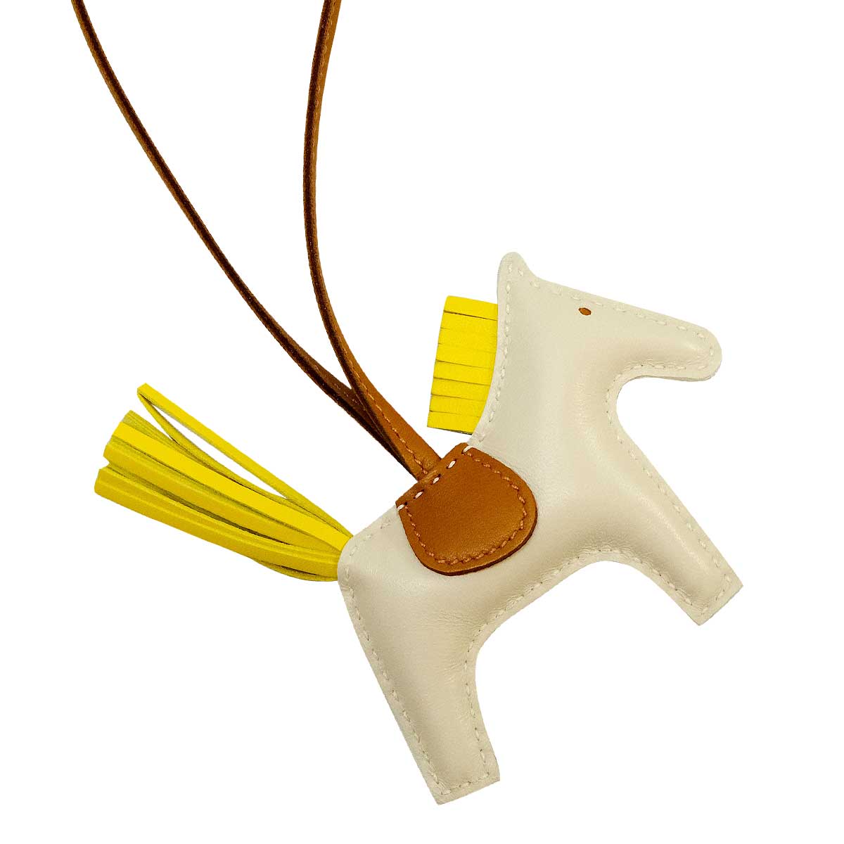 HERMES bag charm Rodeo PM Craie/Gold/Jaune de Naples Agneau Milo Stamp B[EXCELLENT][Authentic]