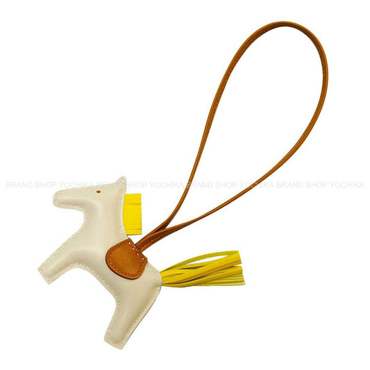 HERMES bag charm Rodeo PM Craie/Gold/Jaune de Naples Agneau Milo Stamp B[EXCELLENT][Authentic]