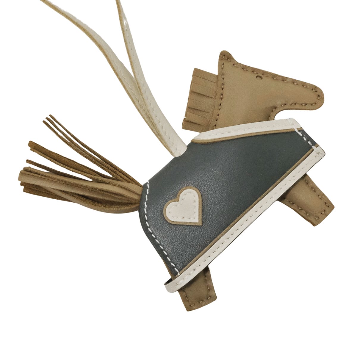 HERMES bag charm Rodeo Robeo Coeur PM Beige Marfa/Craie/Vert Mangrove Agneau Milo/Veau Swift Stamp G[BRAND NEW][Authentic]