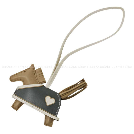 HERMES bag charm Rodeo Robeo Coeur PM Beige Marfa/Craie/Vert Mangrove Agneau Milo/Veau Swift Stamp G[BRAND NEW][Authentic]