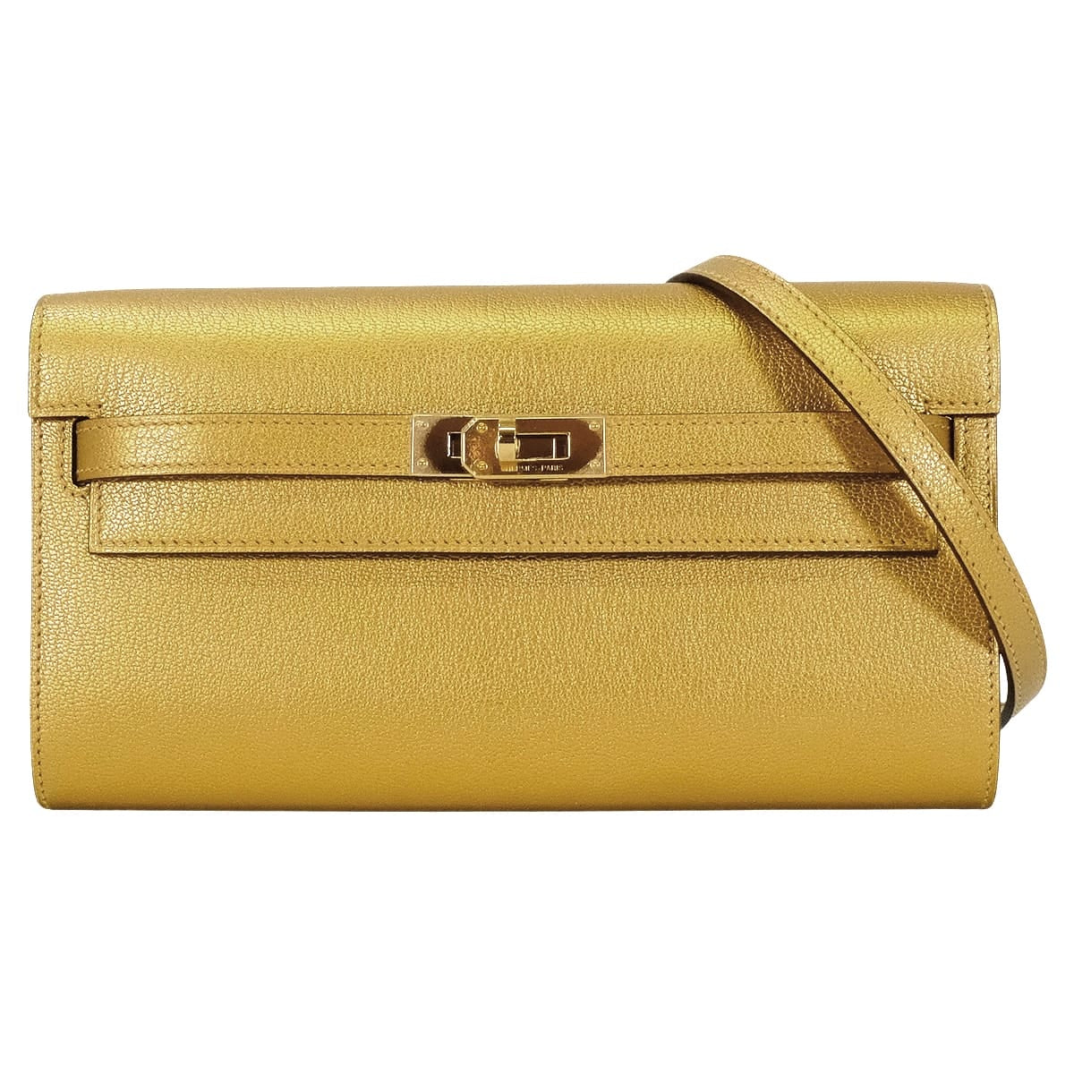 HERMES long wallet Kelly Wallet Long To Go New Dore (Metallic Gold) Chevre Chamkila Gold HW Stamp G[BRAND NEW][Authentic]