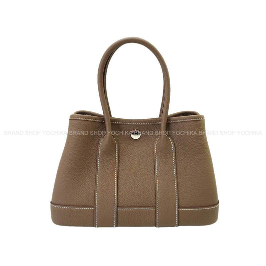 HERMES Handbag Neo Garden Party 23 Etoupe Veau Negonda Silver HW Stamp G[BRAND NEW][Authentic]