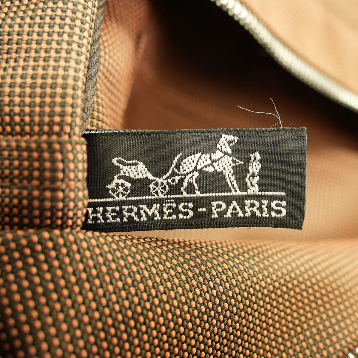 HERMES Handbag Herline MM Chocolat Nylon Canvas[EXCELLENT][Authentic]