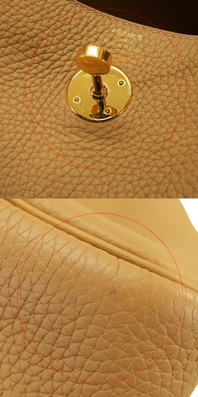 [Pre-loved] HERMES Shoulder bag Lindy 26 Biscuit Taurillon Clemence Gold HW Stamp B[LIKE NEW][Authentic]